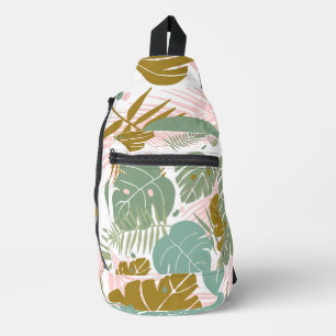 Tropical Foliage - Monstera And Palm Leaf Pattern Sling Bag