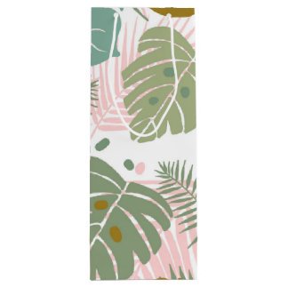 Tropical Foliage - Monstera And Palm Leaf Pattern Wine Gift Bag