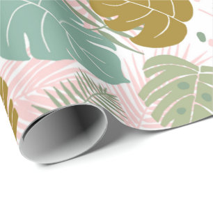 Tropical Foliage - Monstera And Palm Leaf Pattern Wrapping Paper
