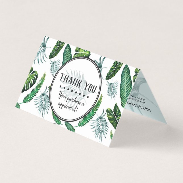 Tropical Foliage Palm Leaves & Greenery Thank You (Front)