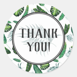 Tropical Foliage Palm Leaves & Greenery Thank You Classic Round Sticker