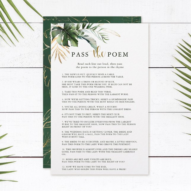 Tropical Foliage Pass the Poem Bridal Shower Game (Creator Uploaded)