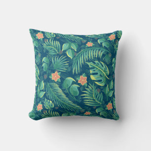 Tropical Foliage Pattern Throw Pillow