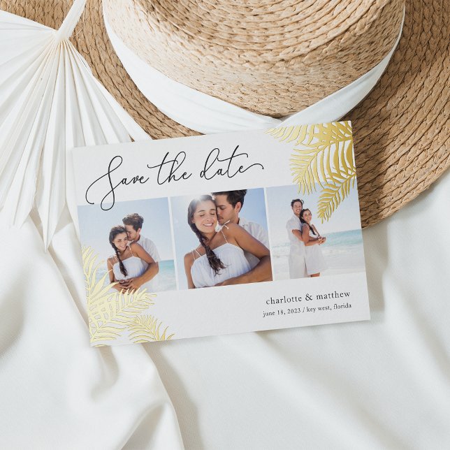 Tropical Foliage Photo Collage Save the Date (Creator Uploaded)