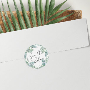 Tropical Foliage Save the Date Classic Round Sticker