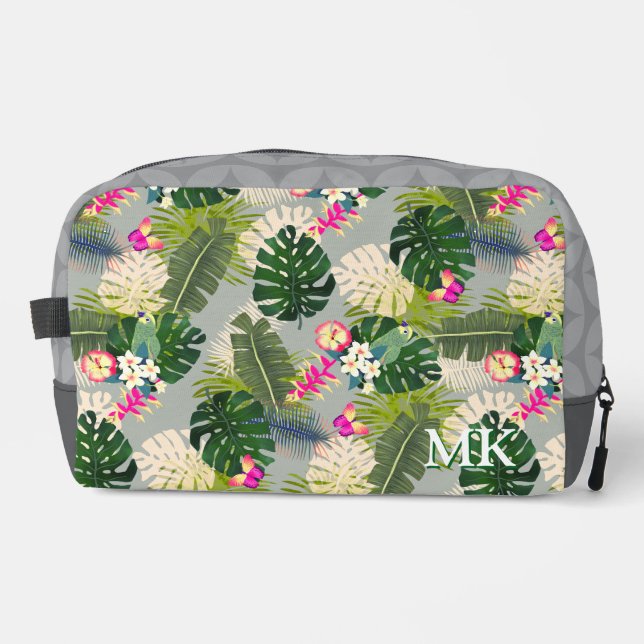 Tropical Foliage Summer Grey Dopp Kit (Front)