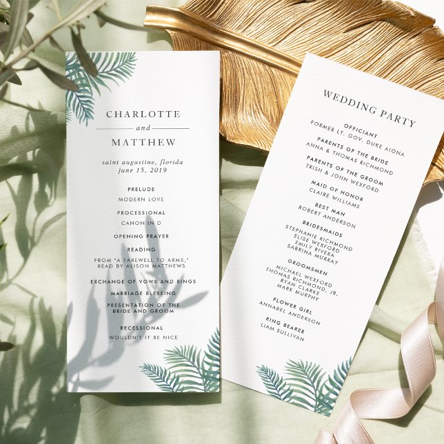 Tropical Foliage Wedding Ceremony Program Programme (Creator Uploaded)