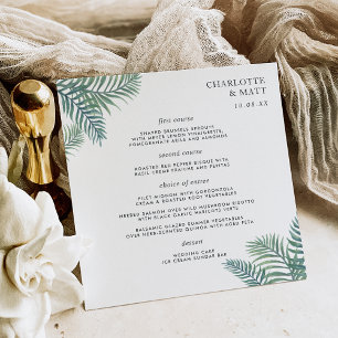 Tropical Foliage Wedding Menu Square Card