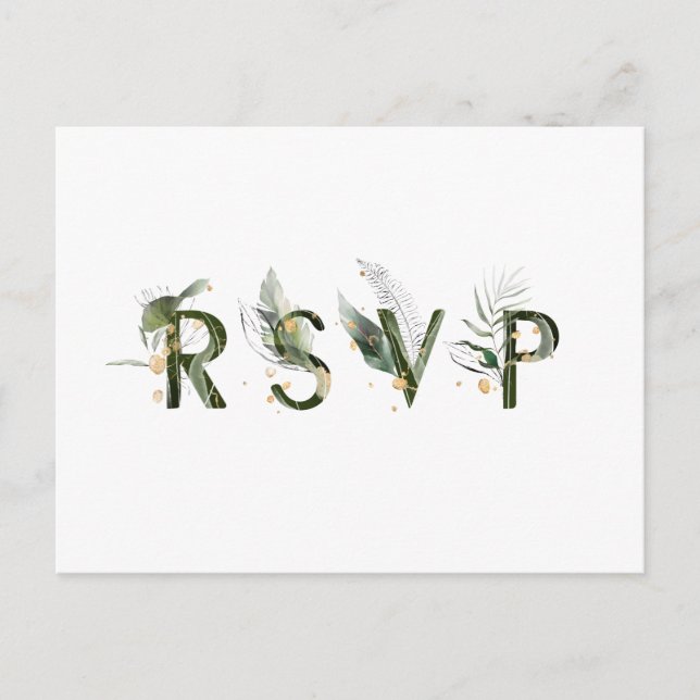 Tropical Foliage Wedding RSVP Invitation Postcard (Front)