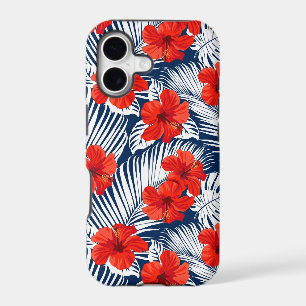 Tropical Foliage With Red Floral Hibiscus