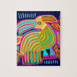 Tropical Folk Art Parrot Jigsaw Puzzle