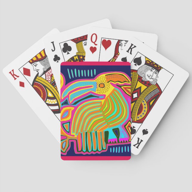 Tropical Folk Art Parrot Playing Cards (Back)