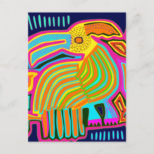 Tropical Folk Art Parrot Postcard