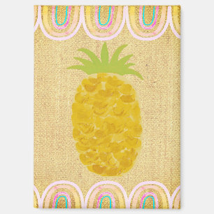 Tropical Folk Art Pineapple Magnet