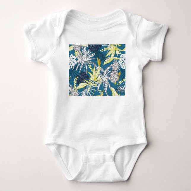 Tropical Forest: Colourful Hand Drawn. Baby Bodysuit (Front)