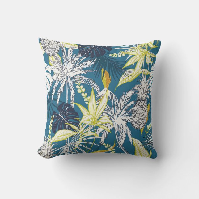 Tropical Forest: Colourful Hand Drawn. Cushion (Front)