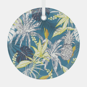 Tropical Forest: Colourful Hand Drawn. Glass Tree Decoration