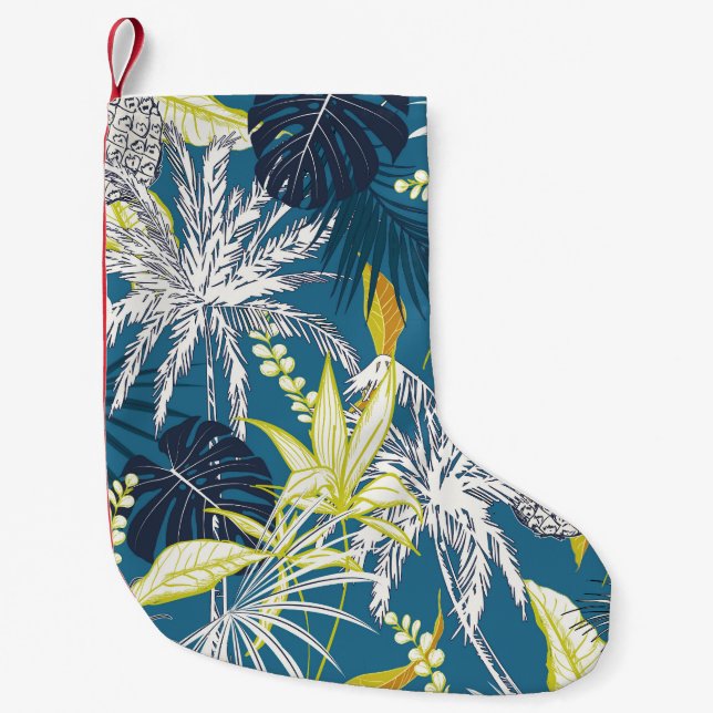 Tropical Forest: Colourful Hand Drawn. Small Christmas Stocking (Front)