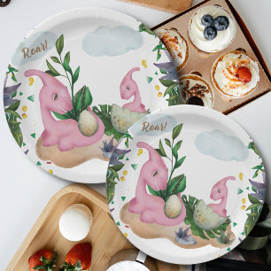 Tropical Forest Dinosaurs Baby Shower Paper Plates