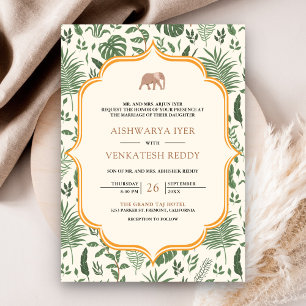 Tropical Forest Elephant All in One Indian Wedding Invitation