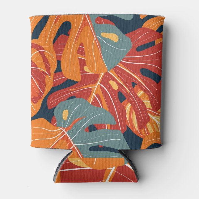 Tropical forest: exotic flowers wallpaper design. can cooler (Front)