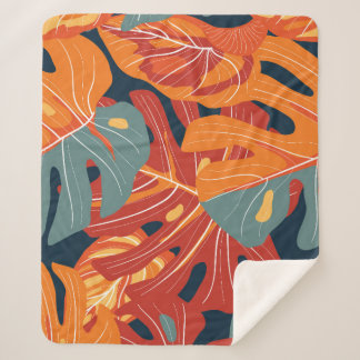 Tropical forest: exotic flowers wallpaper design. sherpa blanket