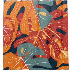 Tropical forest: exotic flowers wallpaper design. shower curtain
