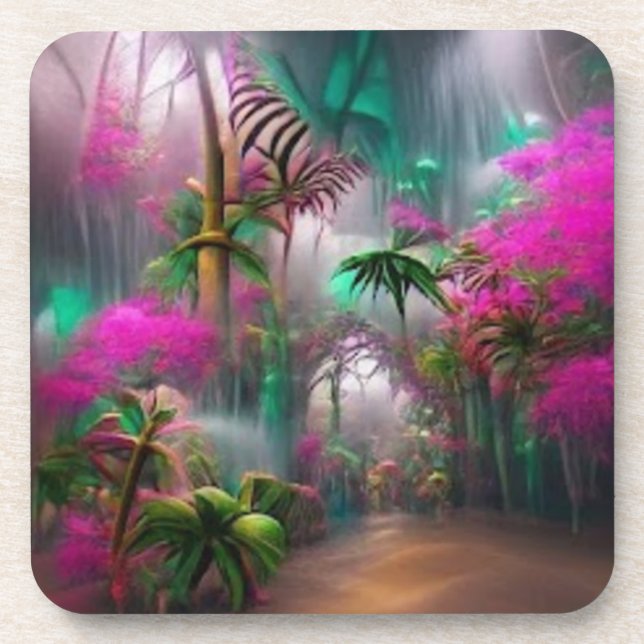Tropical Forest Hard Plastic Coaster (Front)