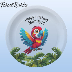 Tropical Forest Jungle Macaw Safari Parrot Bird Paper Plate