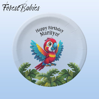 Tropical Forest Jungle Macaw Safari Parrot Bird Paper Plate