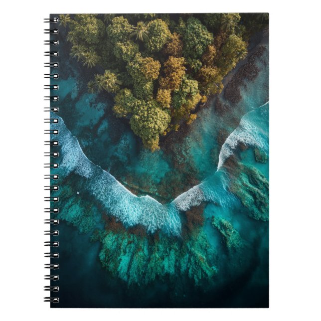 Tropical Forest Meets Turquoise Ocean Aerial Notebook (Front)