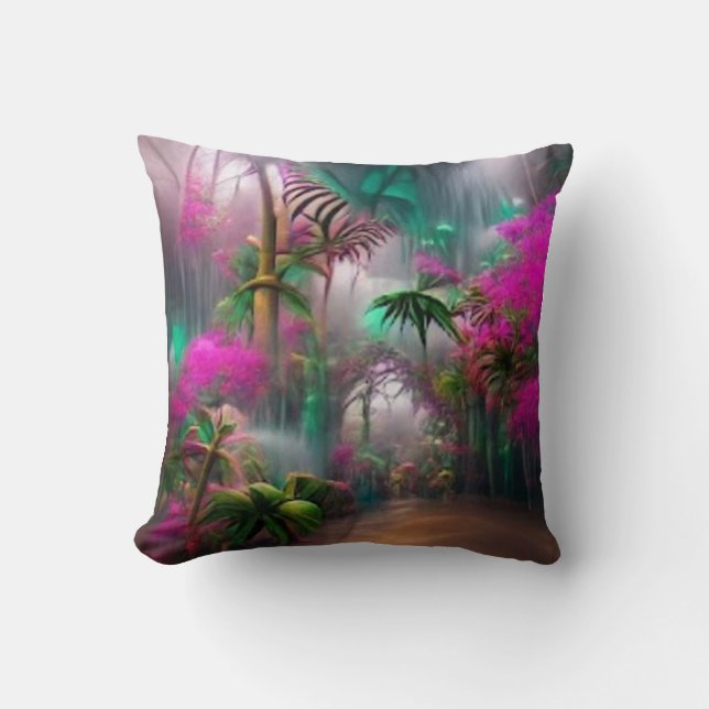 Tropical Forest Throw Pillow (Front)