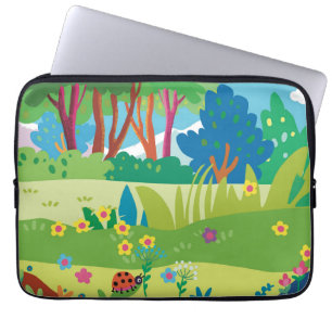 Tropical forest whit flowers and ladybugs  laptop sleeve