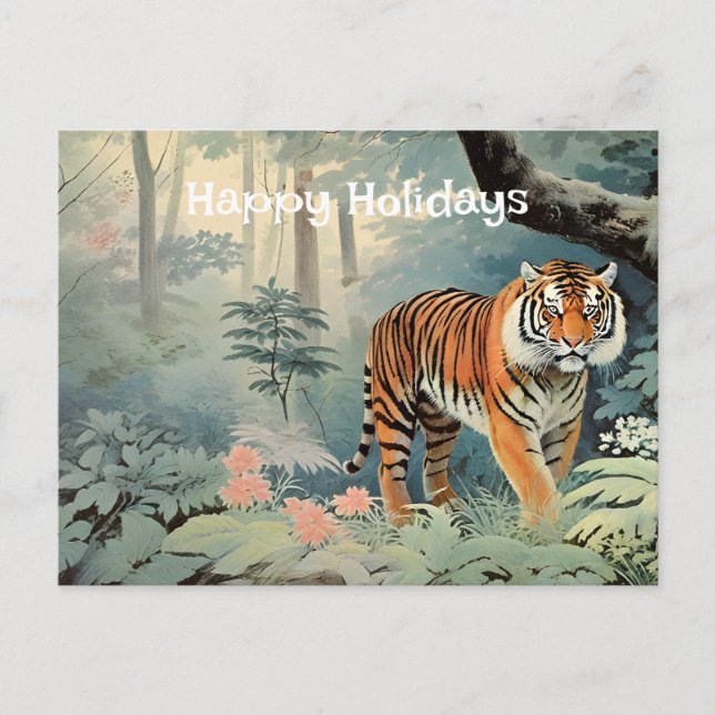 Tropical Forest Wildlife Tiger Vintage  Postcard (Front)