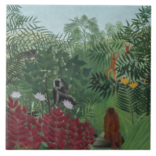 Tropical Forest With Apes and Snake (Rousseau) Tile