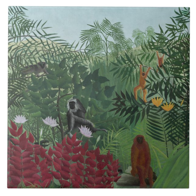 Tropical Forest With Apes and Snake (Rousseau) Tile (Front)