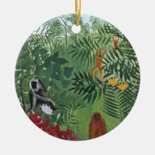 Tropical Forest with Monkeys, 1910 (oil on canvas) Ceramic Tree Decoration