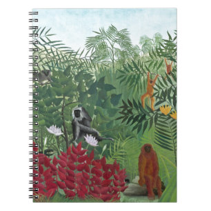 Tropical Forest with Monkeys, 1910 (oil on canvas) Spiral Notebook