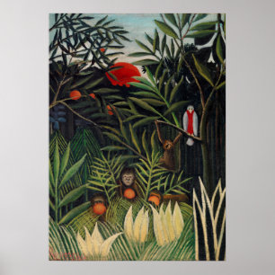 Tropical Forest with Monkeys by Henri Rousseau. Poster