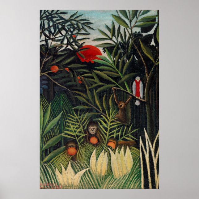 Tropical Forest with Monkeys by Henri Rousseau. Poster (Front)