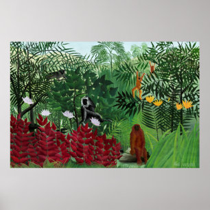 Tropical Forest with Monkeys by Henri Rousseau. Poster
