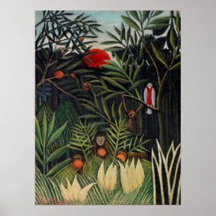 Tropical Forest with Monkeys by Henri Rousseau. Poster