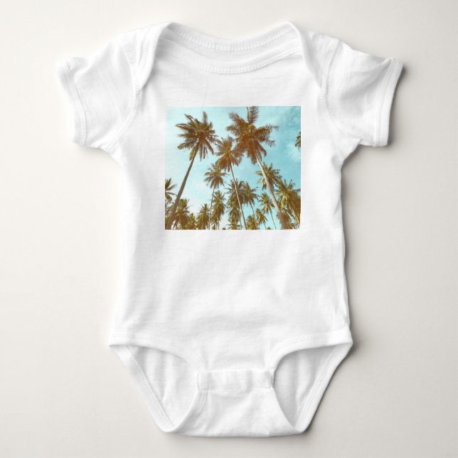 Tropical Frame: Abstract Palm Trees Baby Bodysuit (Front)