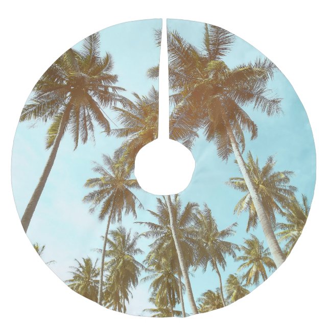 Tropical Frame: Abstract Palm Trees Brushed Polyester Tree Skirt (Front)