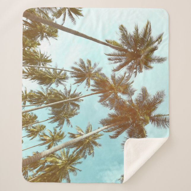 Tropical Frame: Abstract Palm Trees Sherpa Blanket (Front)