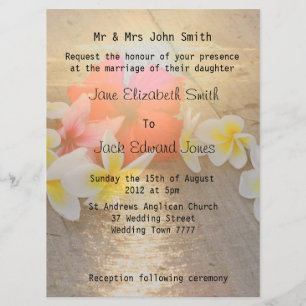 Tropical Frangipani Beach Wedding  Invitations