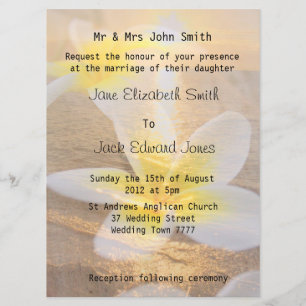 Tropical Frangipani Beach Wedding  Invitations
