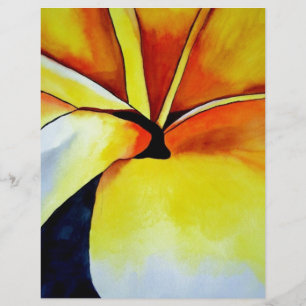 Tropical Frangipani flower watercolor abstract art