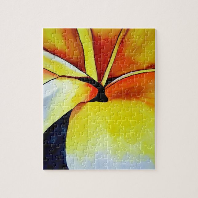 Tropical Frangipani flower watercolor abstract art Jigsaw Puzzle (Vertical)