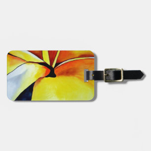 Tropical Frangipani flower watercolor abstract art Luggage Tag